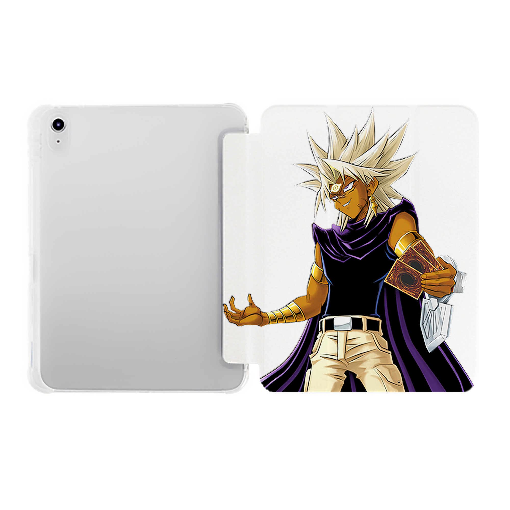 （画像用） 遊☆戯☆王 Yu-Gi-Oh! IPad ケース ペン収納付き 三つ折りスタンド PUレザー×シリコン 対応機種9.5/10.5/10.9インチ